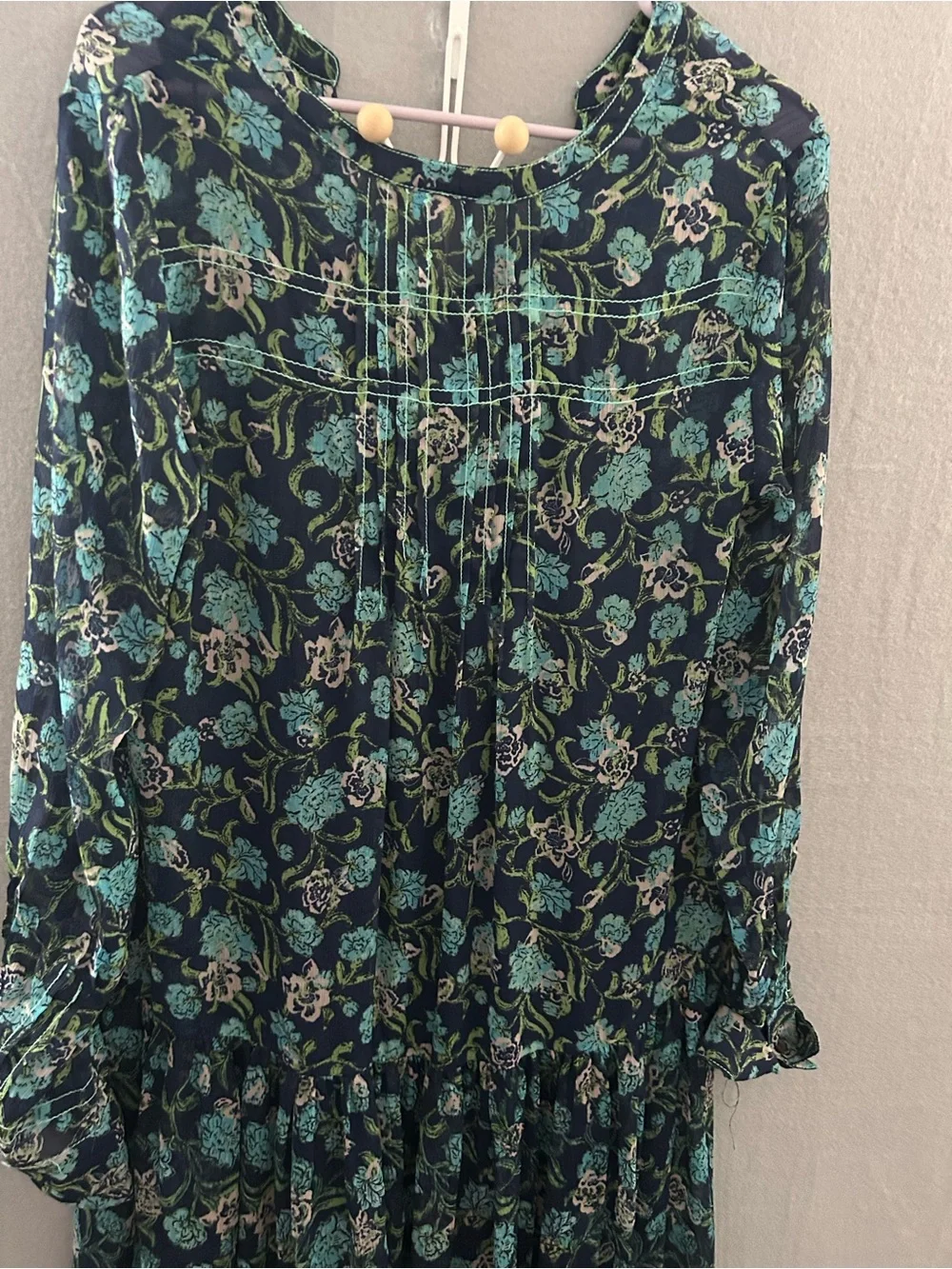 NWT Free People See it Through Black Floral Chiffon Lined (2pc)Maxi Dress Size M